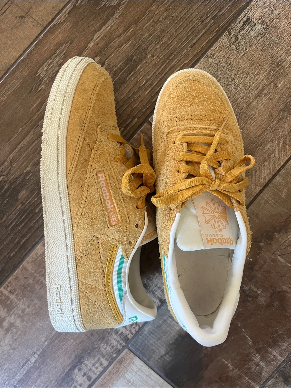 Reebok Classic Mustard Suede with Green trim